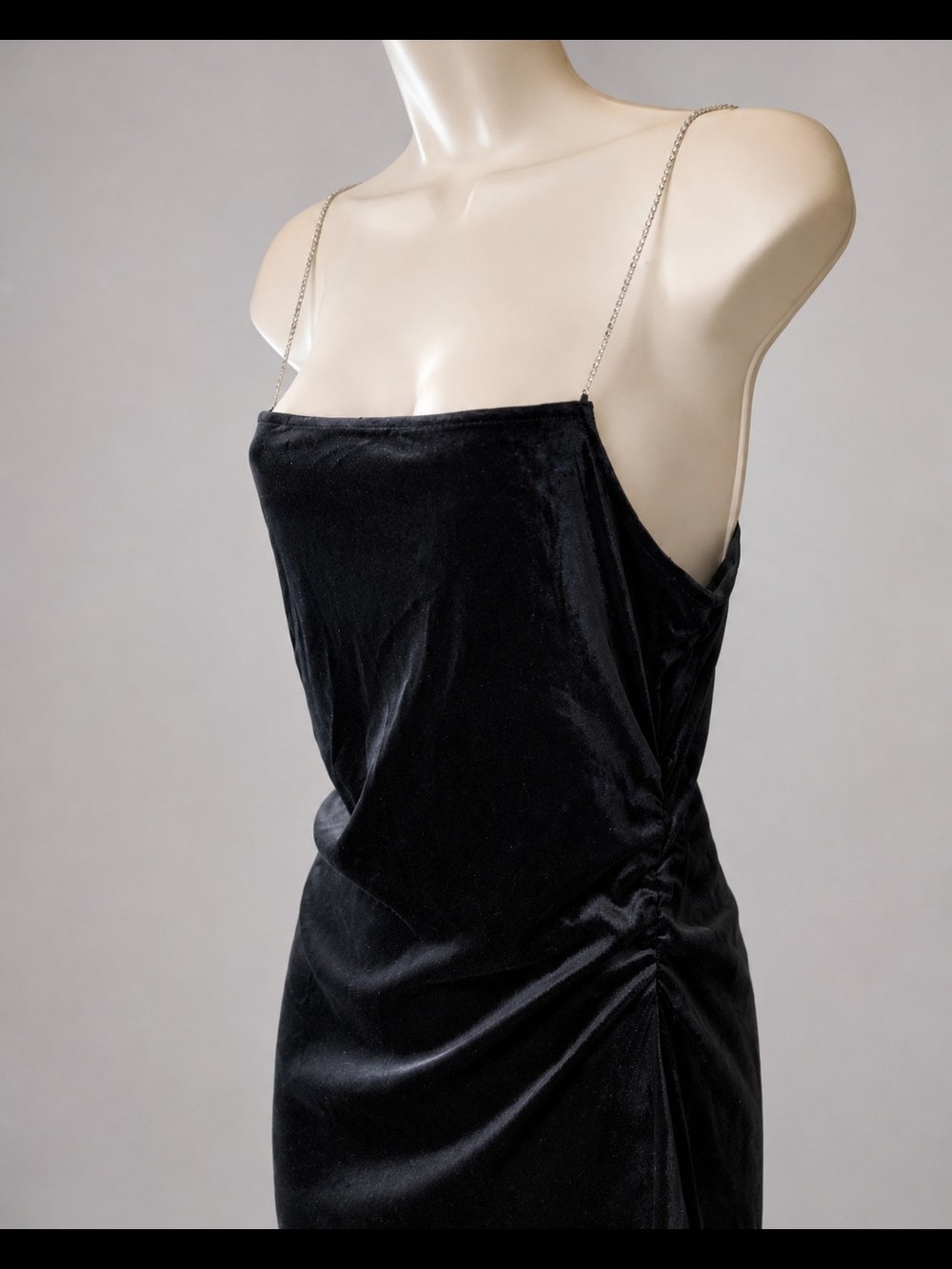 H&M Divided Womens Black Velvet Mini Dress with Rhinestone Straps Size M - Picture 6 of 8